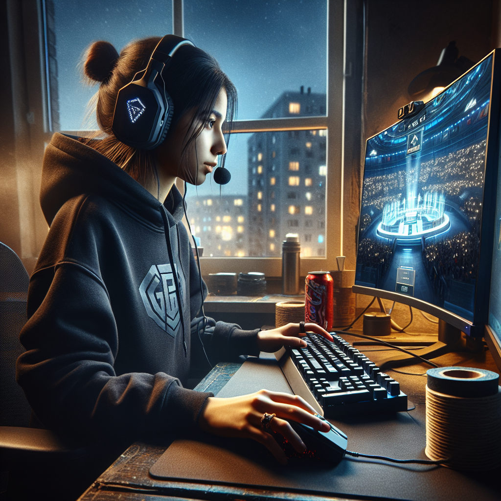 Игрок из СНГ тренируется ночью перед мировым киберспортивным турниром в скромной комнате